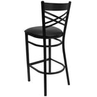 Flash Furniture – Tabouret de bar pour restaurant HERCULES en métal, dossier en X noir, assise vinyle noir-Siège rembourré en vinyle noir