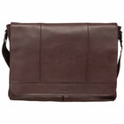 Mancini - Sac Messager pour portable 15po / tablette Milan - 18" x 6.5" x 12.25" - Brun-Brun, Cuir de vachette pleine fleur teint au tambour