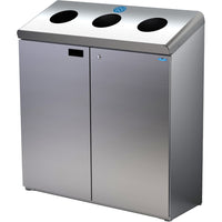 Frost – Poste de recyclage à trois trous, au sol, acier inoxydable (316-S)-Capacité : 42 gallons