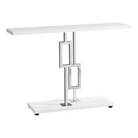 Monarch Specialties - 3266 Table D'Appoint - 48 po L/Blanc Lustre/Metal Chrome-Large et spacieux plateau fini blanc lustré
