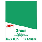 Jam Paper - Étiquettes autocollantes pleine page Astrobright, 8 1/2 x 11 po, vert gamma, 10/paquet-Dimensions : 8,5 po x 11 po