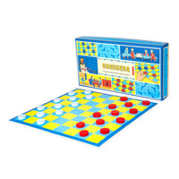Kikkerland - Jeu de dames-Le kit comprend 1 x plateau de jeu plié, 12 x pions rouges, 12 x pions bleus