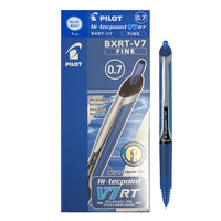 Pilot - Stylos à bille roulante Hi-Tecpoint Grip V7 à pointe rétractable – 0,7 mm – bleus – paquet de 12  -Stylo à bille roulante à pointe en aiguille  