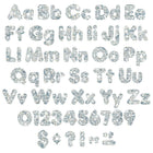 TREND enterprises Inc. Ensemble de lettres précoupées, de couleur argentée scintillante, 10.2 cm de hauteur, 183 pièces-Lettres majuscules de 10.2 cm, lettres minuscules de grandeur proportionnelle
