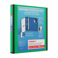 Staples - Reliure Better Binder, 1 1/2 po, vert-Plus résistante et plus facile à utiliser