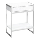 Monarch Specialties - 3480 Table D'Appoint - 24 po H/Blanc Lustre/Metal Chrome-Dessus de table rectangulaire spacieux fini en blanc lustré