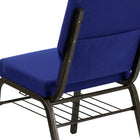 Flash Furniture – Chaise d’église Hercules de 18,5 po de large, compartiment de 4,25 po d’épaisseur, marine, structure dorée-Siège épais de 4 po avec une bordure de cascade de 4,25 po