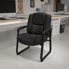Flash Furniture – Fauteuil d’appoint de direction HERCULES avec pattes traîneau, capacité de 500 lb, cuir noir (GO2138)-Mousse ignifuge CA117