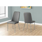 Monarch Specialties - 1035 Chaise - Simili-Cuir Gris/Chrome - Paquet de 2-Similicuir gris, chromé