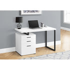 Monarch Specialties - 7646 Bureau 48 po L - Blanc/Metal Noir/Face L/R-Conçu de manière durable avec une finition en stratifié blanc et un pied en forme de U en métal noir robuste pour un aspect contemporain, avec un plateau facile à nettoyer, idéal pour étudier, écrire ou travailler sur votre ordinateur portable.