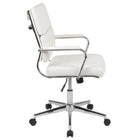 Flash Furniture Chaise De Bureau Pivotante Exécutive Leathersoft Panel-Blanc (BT20595M2WH)-Conception à mi-dossier avec barre de cintre au dos