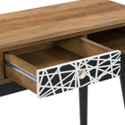 CorLiving - Acerra Table ou bureau d'entrée avec tiroir à motifs abstraits et cubes, bicolore brun et noir-L'intérieur des tiroirs est entièrement fini pour compléter le style