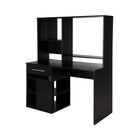 Bureau de travail pour ordinateur, Noir solide, Annexe de Meubles South Shore, 48“L x 22“D x 57“H-TROU PASSE-FIL: la surface de ce bureau est dotée d’un trou passe-fil avec 4 ports USB, pour une gestion simple et efficace du filage.
