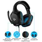 Logitech - Casque de jeu filaire G432 - PC - Noir-Jouez confortablement pendant des heures - Ce casque est conçu pour être confortable: les oreillettes légères et le bandeau de luxe en similicuir sont conçus pour soulager vos oreilles de la pression, tandis que les oreillettes peuvent pivoter jusqu'à 90 degrés.