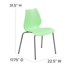 Flash Furniture - Chaise empilable verte de la série HERCULES d’une capacité de 770 lb avec soutien lombaire et cadre argenté-Garantie à vie limitée sur le cadre