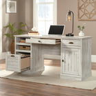 Sauder 59"W La Collection Barrister Lane Bureau Ministre - Finition White Plank-   Le rangement ouvert dispose d'une étagère réglable pour stocker des articles de différentes hauteurs
