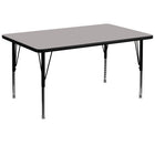 Flash Furniture – Table d’activités rectangle, 36 x 72 po, stratifié haute pression 1,25 po, pattes préscolaires réglables, gris-Stratifié gris
