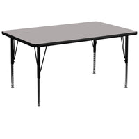Flash Furniture – Table d’activités rectangle, 36 x 72 po, stratifié haute pression 1,25 po, pattes préscolaires réglables, gris-Stratifié gris