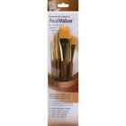 Princeton RealValue Ensemble de Brosses à Cheveux Synthétiques Dorées Taklon - Paquet de 4-Technique Mixtes