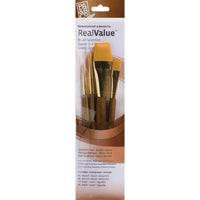 Princeton RealValue Ensemble de Brosses à Cheveux Synthétiques Dorées Taklon - Paquet de 4-Technique Mixtes