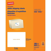 Staples - Étiquettes d'expédition blanches pour imprimantes jet d'encre/laser, 4 po x 3-1/3 po, paq./600-Créez des étiquettes personnalisées