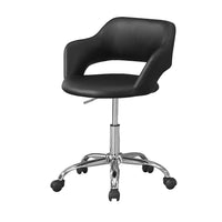 Monarch Specialties - 7298 Chaise De Bureau Base Hydraulique - Noir/Metal Chrome-Chaise de bureau de style moderne à dossier bas recouvert d'un tissu similicuir noir