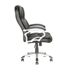 Corliving Chaise de bureau exécutive à dossier haut avec accoudoirs rembourrés, similicuir noir-Dossier en mousse confortable