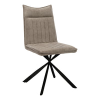 Monarch Specialties - 1216 Chaise - Tissu Taupe/Metal Noir - Paquet de 2-Ensemble de 2 chaises de salle à manger sans accoudoirs au design chic et moderne accentué par des pieds métalliques évasés au fini chromé qui se croisent pour former un design unique en étoile