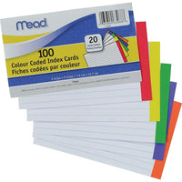 Mead - Fiches codées par couleur, 3 po x 5 po, Paquet de 100-Triez selon les couleurs