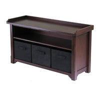 Winsome - Ensemble de banc de rangement Verona, 4 pièces, 3 paniers pliables, noir-Le nouveau banc Verona est une superbe addition aux entrées, aux chambres à coucher et aux salles d'artisanat et de séjour