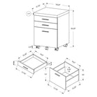 Monarch Specialties - 7051 Classeur 3 Tiroirs - Blanc/Simili-Ciment-Assemblage nécessaire
