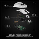 Souris de jeu sans fil Logitech G PRO X Superlight, ultra-légère, capteur Hero 25K, 5 boutons programmables - Blanche-Conception ultra-minimaliste