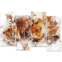 Designart – Art imprimé sur toile, fleurs brun clair, 4 panneaux (PT3414-1-271)-Impression