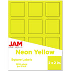 JAM Paper - Étiquettes pour produits et contenants carrées - 2 po x 2 po - jaune fluo - Paquet de 120-Emballage anglais seulement
