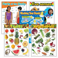 TREND Enterprises, Inc. Ensemble combiné de tableaux d'apprentissage pour une vie saine, paquet de 5-Le pack pratique de 5 graphiques pour les niveaux PK-2 comprend des graphiques pour modéliser les concepts d'un mode de vie sain.
