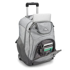 High Sierra Powerglide Sac à dos roulettes - argent bruyère-Poignée télescopique escamotable, Bretelles rembourrées en mailles derrière un panneau arrière rembourrè avec fermeture éclair, Poignée rembourrèe en mailles