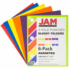 JAM PaperMD – Chemises de présentation scolaire à 3 trous et à 2 pochettes plastifiées et lustrées, couleurs variées, 6/paquet-5