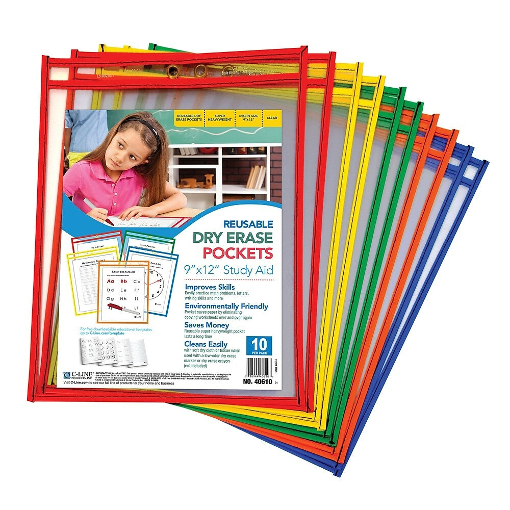 25 Pochette A4 Effaçable à Sec Réutilisable - 5 Couleurs Vives, Idéal Bureau, École, Enseignement & Organisation
