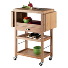 Winsome – Chariot de cuisine Barton avec casier à bouteilles intégré, bambou (80434)-Tablette supérieure : 19 larg. x 13,3 prof. x 9 haut. ; Tablette à lattes centrale : 19 larg. x 11,9 prof. x 5,3 haut. ; Tablette inférieure : 19 larg. x 11,9 prof. x 10,2 haut.