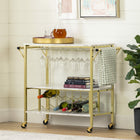 South Shore - Maliza - Chariot Bar - Faux marbre carrara et Doré-Ambiance festive : ajoutez une touche de glam à votre pièce pour vos partys! Le mélange entre le fini style marbre du meuble et sa structure de métal est tout simplement sublime. Il fera jaser toute la soirée!