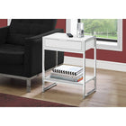 Monarch Specialties - 3480 Table D'Appoint - 24 po H/Blanc Lustre/Metal Chrome-Un large tiroir avec une poignée simple et discrète en fini chromée