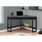 Monarch Specialties - 7503 Bureau 42 po - Noir/En Coin Dessus Gris/Noir-Les options de rangement ouvert et fermé comprennent 1 tiroir de rangement extra large et équipé de 2 poignées au fini noir et de glissières de tiroir en métal, et 1 tablette inférieure en forme de L