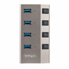StarTech - Hub USB-C auto-alimenté à 4 ports avec interrupteurs On/Off individuels - Gris sidéral-Fabriqué en aluminium