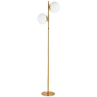 Dainolite - Lampe sur pied à incandescence contemporaine Folgar, 2 lumières, laiton vieilli et verre opale blanc-Laiton vieilli