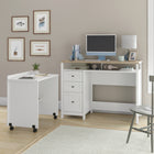 Sauder 53"W La Collection Cottage Road Crédence avec bureau - Finition White-  Les fausses façades de porte révèlent une surface de travail déployable à une hauteur de bureau standard