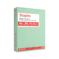 Staples - Papier à photocopie couleur pastel recyclé à 30% - lettre - 8 1/2 "X 11" - vert - 500 feuilles-Avec ces couleurs, vos documents ne passeront pas inaperçus