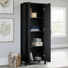 Sauder - Sauder Select Armoire de rangement à 2 portes - Raven Oak-Une étagère fixe pour les fournitures de bureau à domicile, les livres et bien plus encore