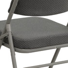 Chaise pliante HERCULES à triple entretoise et double charnière incurvée en tissu gris et métal gris-Cadre incurvé à triple entretoise et double charnière