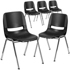 Flash Furniture - Chaise coquille noir ergonomique et empilable de la série HERCULES avec hauteur de siège de 16 po.-Ensemble de 5 chaises empilables polyvalentes