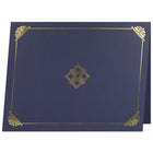 St. James - Porte-certificats/porte-documents - feuille d'or - finition lin - bleu marine - paquet de 5-Insertion facile de documents de format lettre (8-1/2 x 11 po) dans les fentes d'angle découpées à la forme